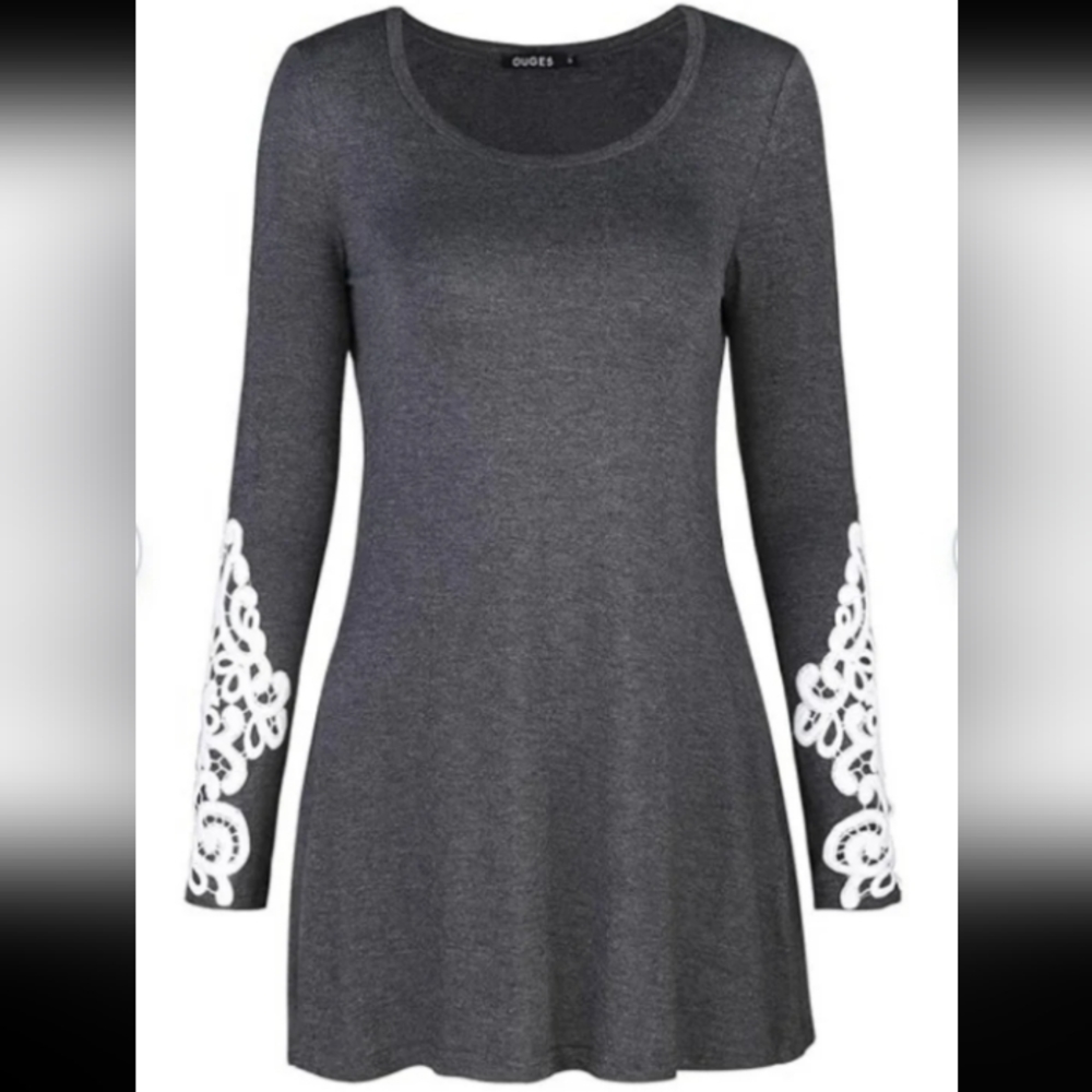 Ouges Gray Long Sleeve Tunic Top Women's Size (M)